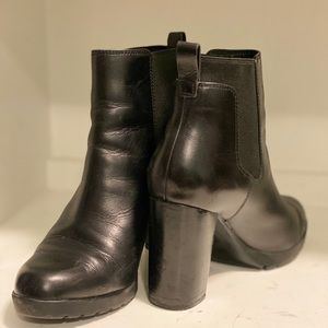 Black leather booties